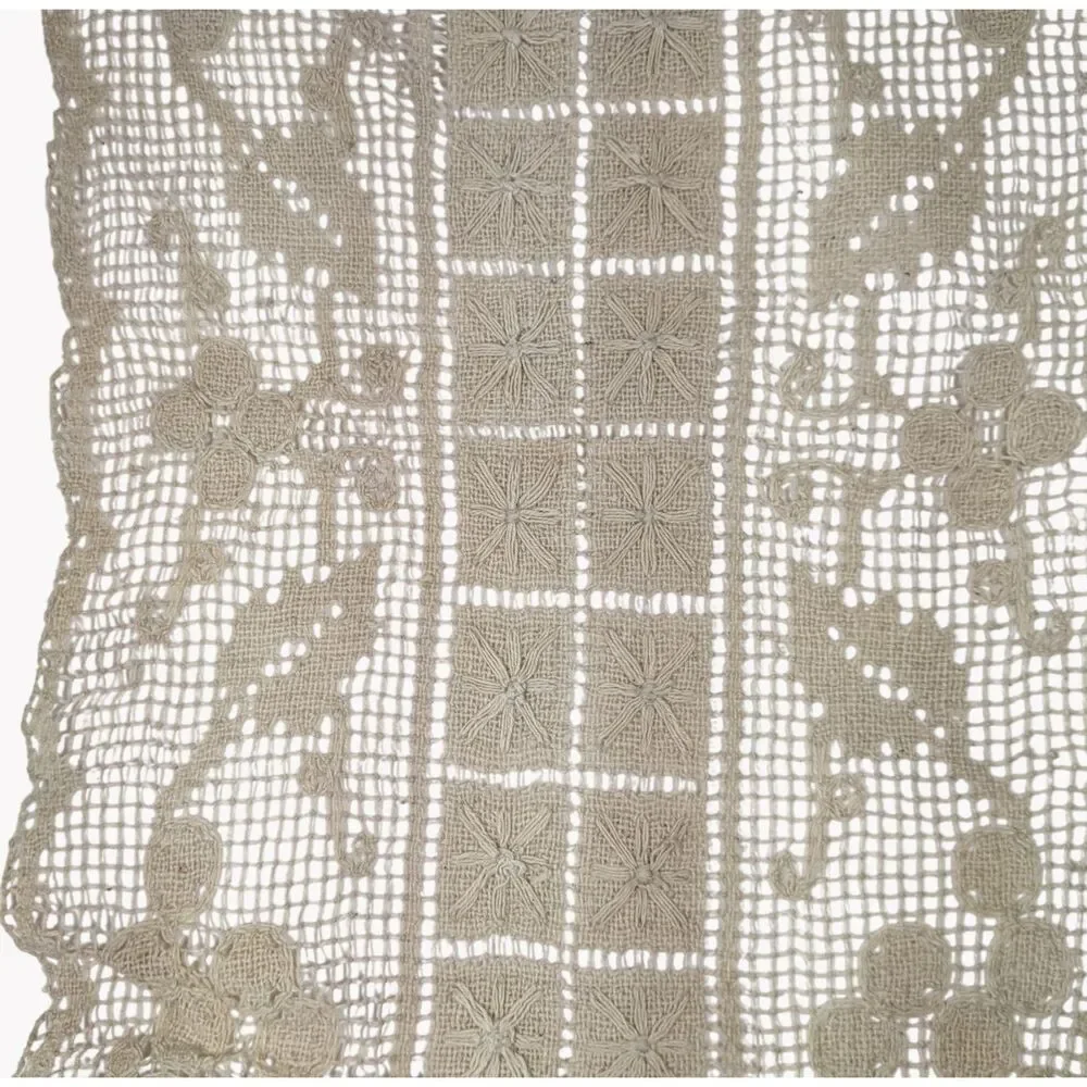 Vintage Filet Lace Table Runner Linens Grape & 